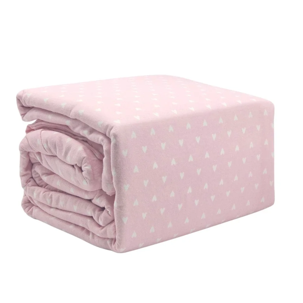 Queen Size‎ Cozy Cotton Pink Flannel Sheet Set 4pc Valentines Hearts Printed